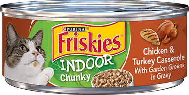 Friskies Indoor Chunky Chicken & Turkey Casserole With Garden Greens In Gravy